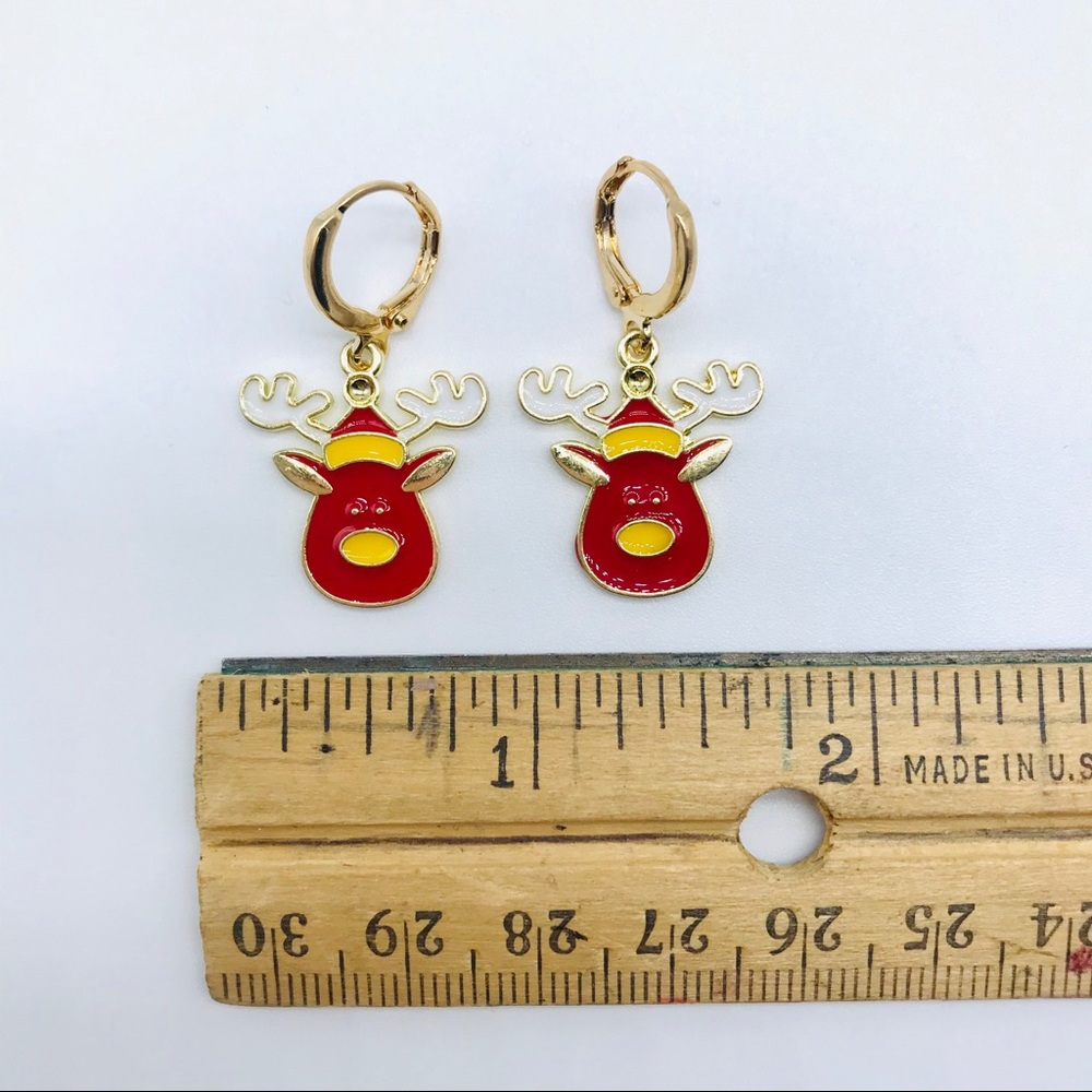 Christmas reindeer dangling earrings new